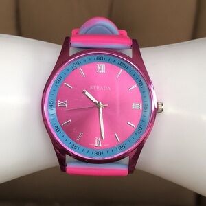 STRADA Hot Pink/Baby Blue Silicone Watch
